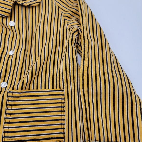 Vintage Yellow Navy Blue Striped Horseshoe Button Western Blazer Girls Size 6 - Picture 4 of 14